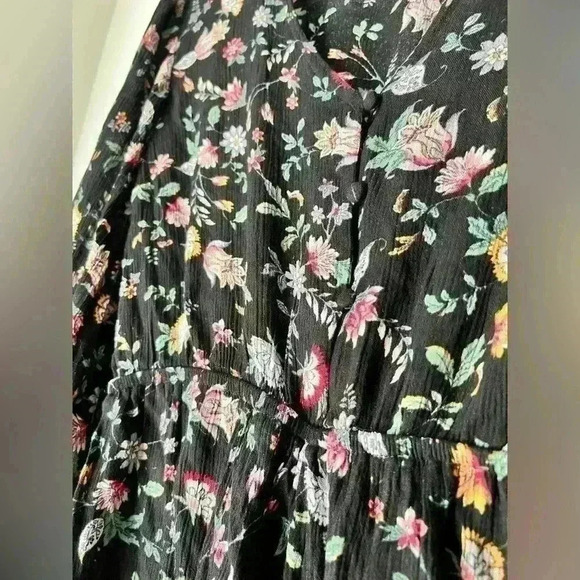 H&M Black Pink Floral Boho Bohemian Fairy Core Euro Summer Romantic Romper XS - Picture 5 of 11